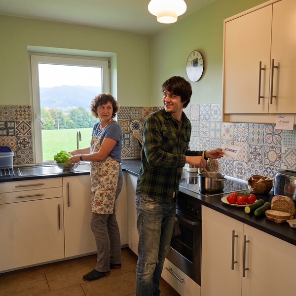 In the kitchen